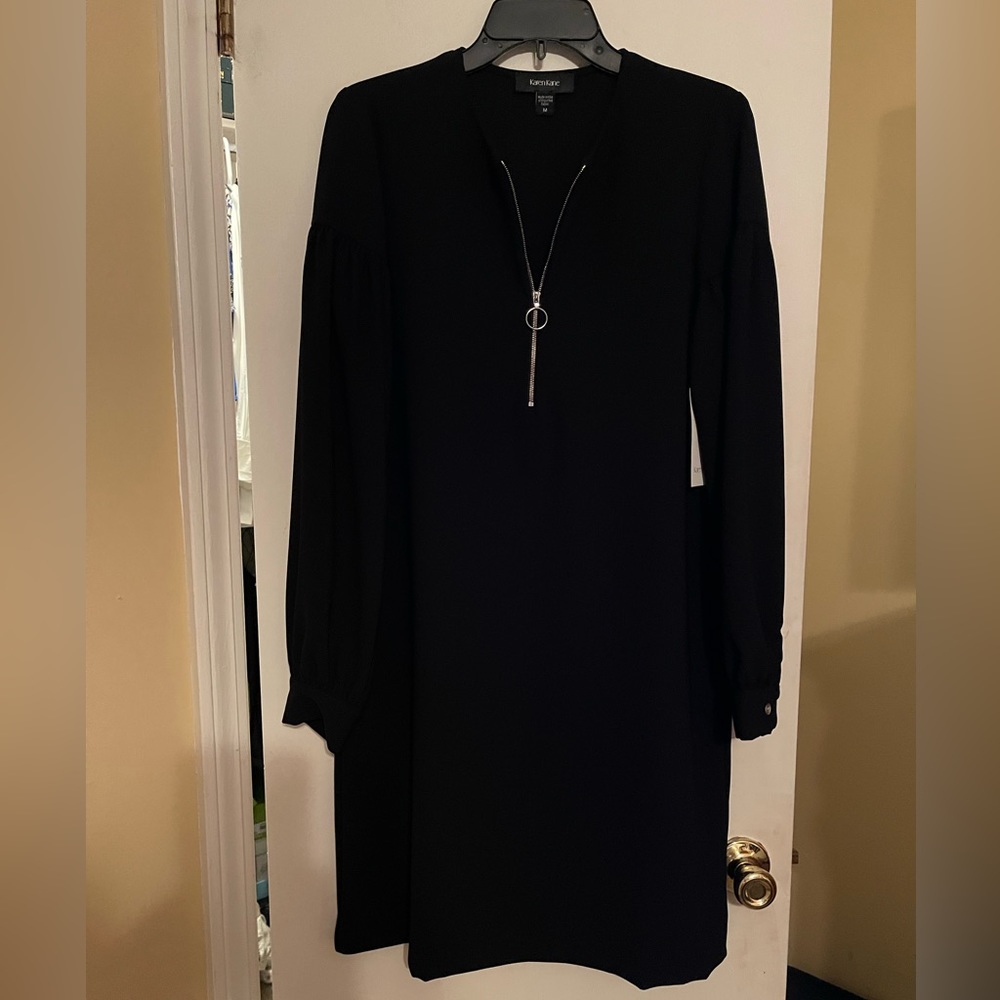NWT Karen Kane blouson sleeved midi dress with zipper front